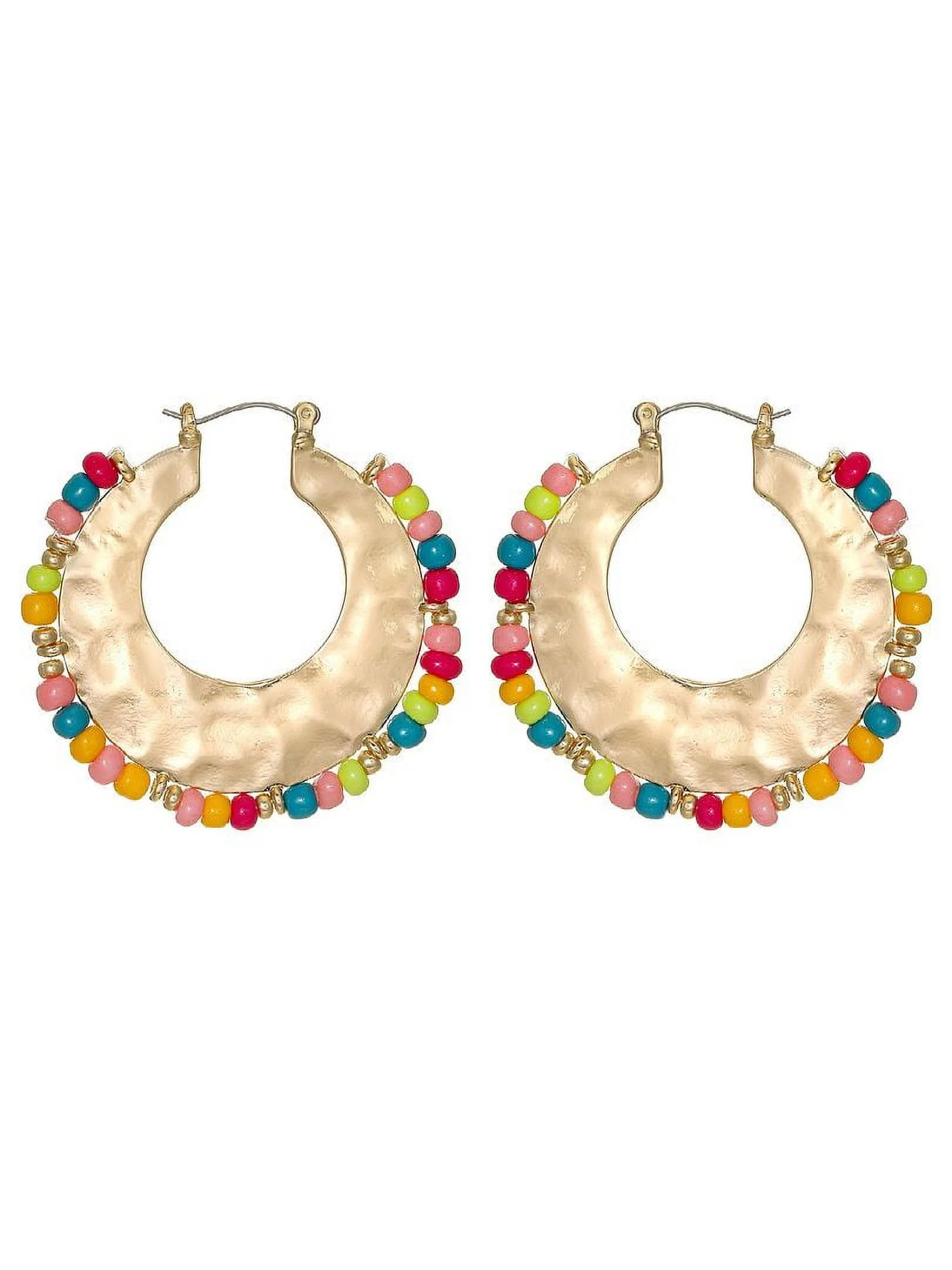 Time and Tru Women's Beaded Hoop Earrings | Walmart (US)