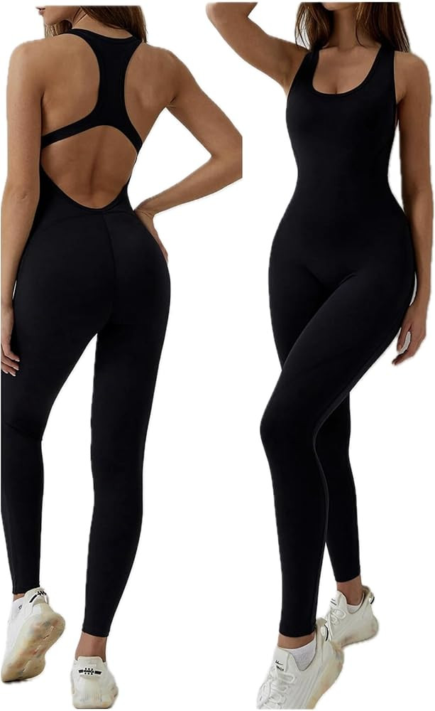 Backless Activewear Jumpsuit Black - S | Amazon (US)