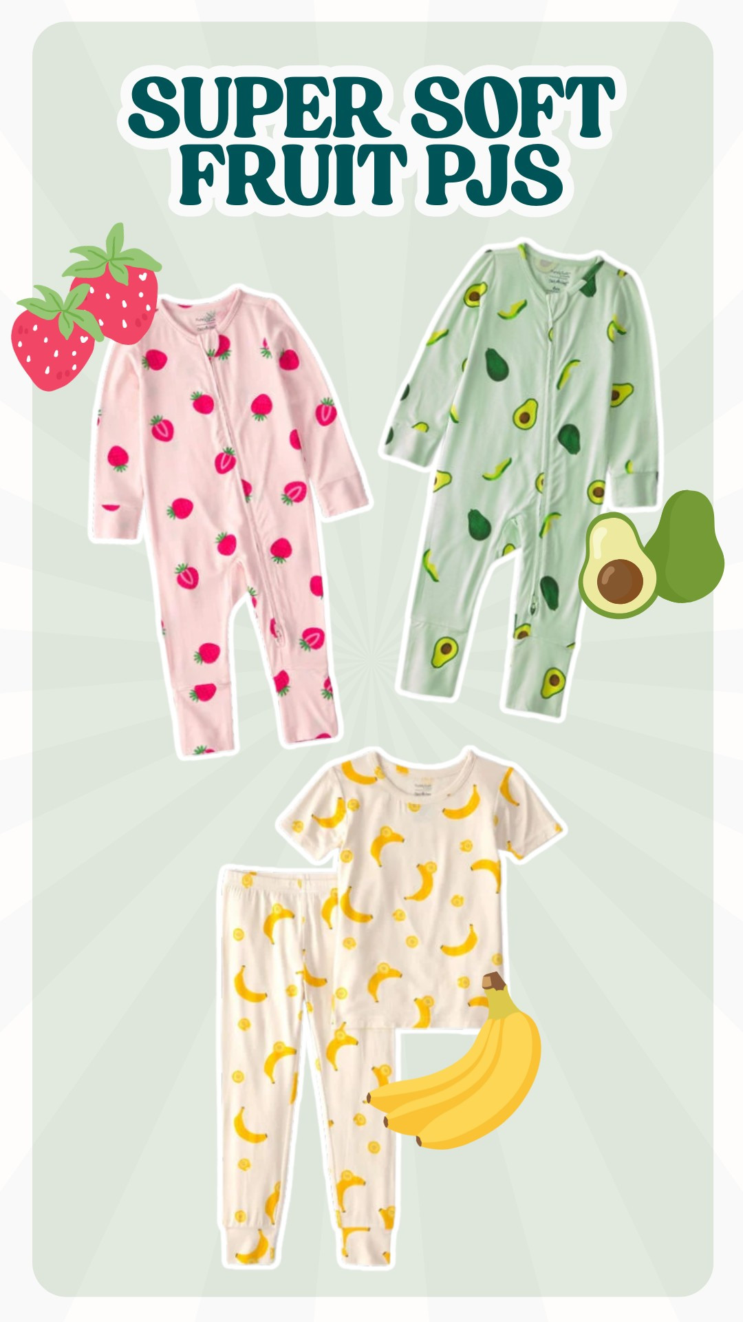 The cutest fruit themed pjs!!! Arrow has the banana and I bought the strawberry & avocado for the twins 🥹 

 #LTKBaby #LTKBump #LTKKids