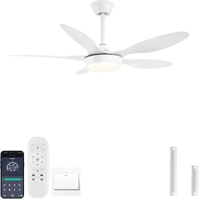 46 inch Modern Ceiling Fans with Lights Remote/APP Control,White Low Profile Reversible 6 Speeds ... | Amazon (US)