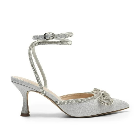 DREAM PAIRS Kitten Heels Rhinestone Bow Ankle Strap Stiletto Pointed Closed Toe Heels for Women P... | Walmart (US)