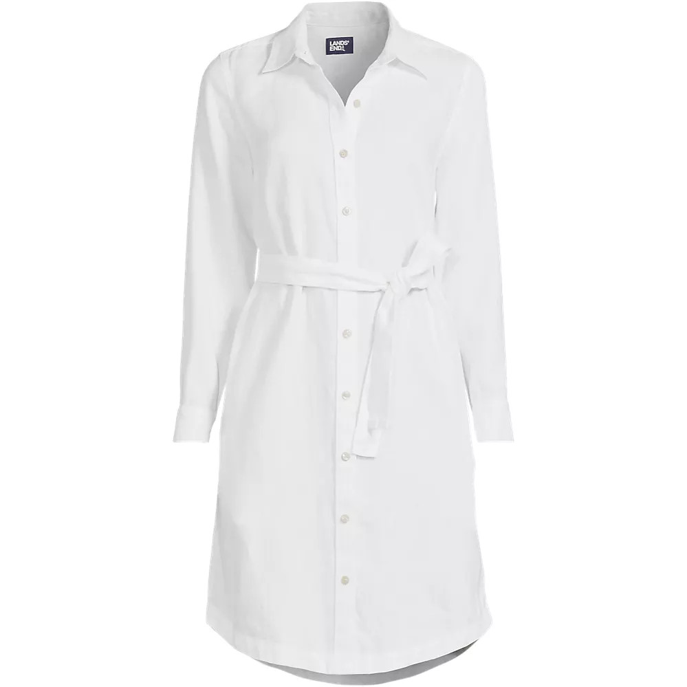Women's Long Sleeve Linen Shirt Dress | Lands' End (US)