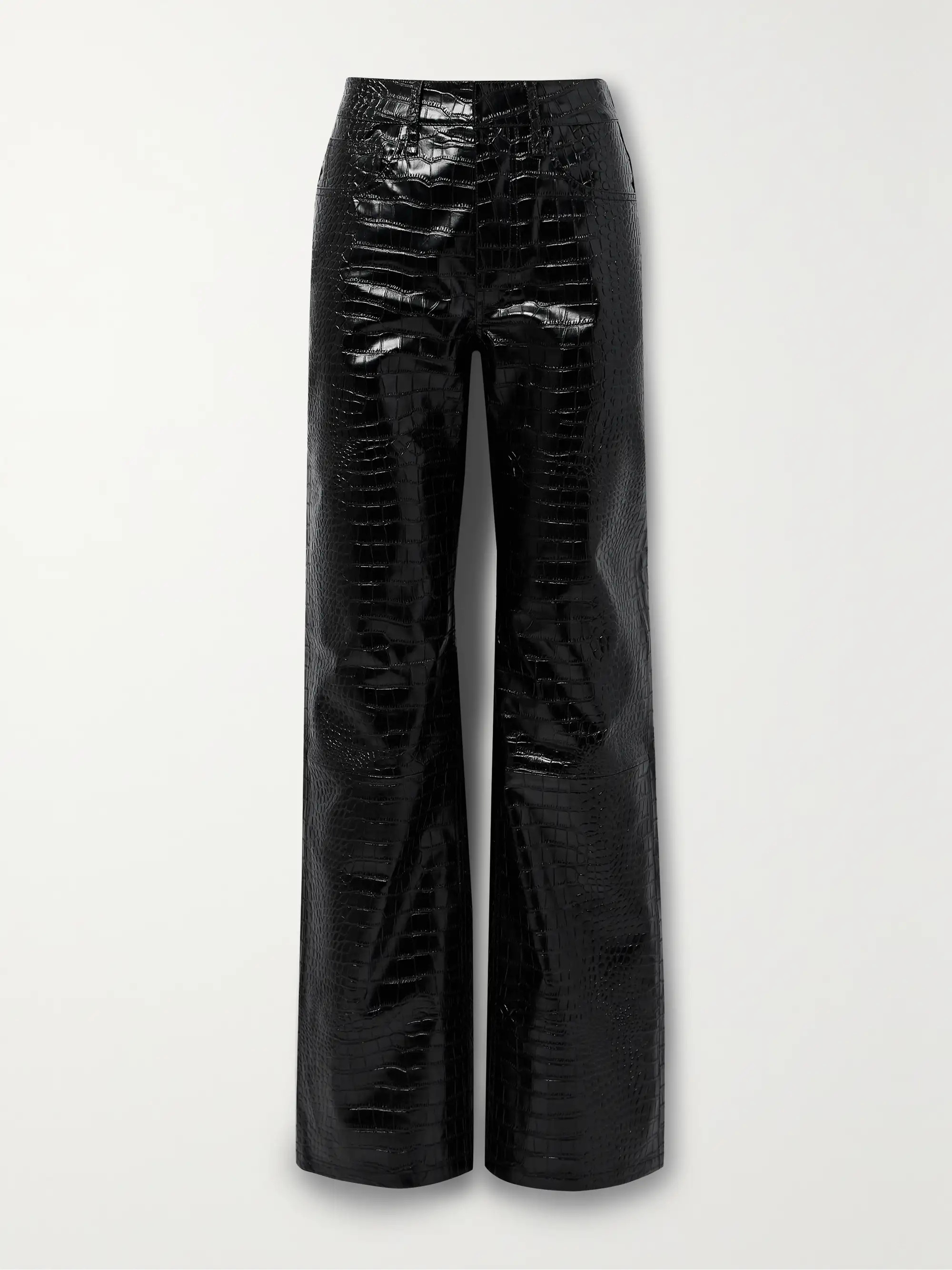 Bonnie croc-effect faux leather straight-leg pant | NET-A-PORTER (US)