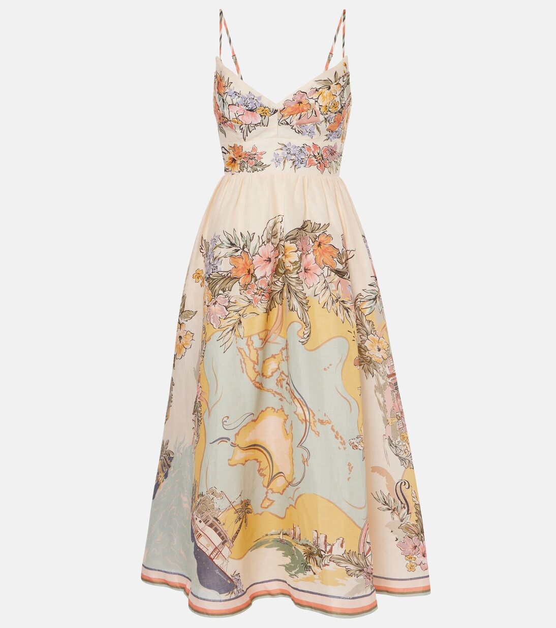 Bedrucktes Bustier-Kleid Tallow aus Leinen | Mytheresa (DACH)