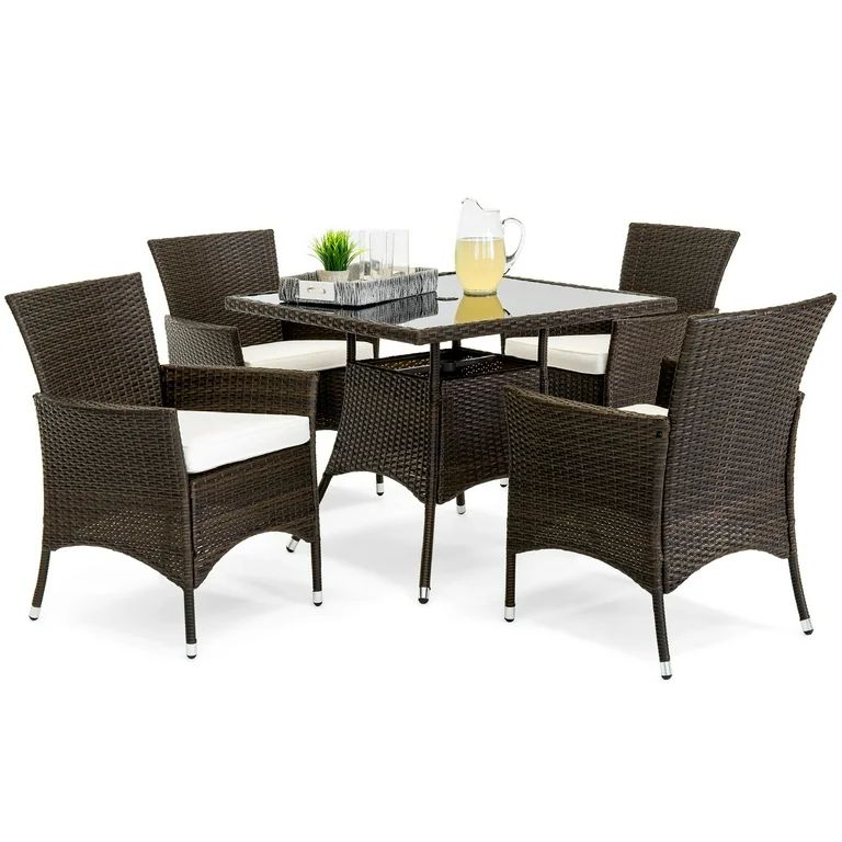 Best Choice Products 5-Piece Indoor Outdoor Wicker Patio Dining Table Furniture Set w/ Umbrella C... | Walmart (US)