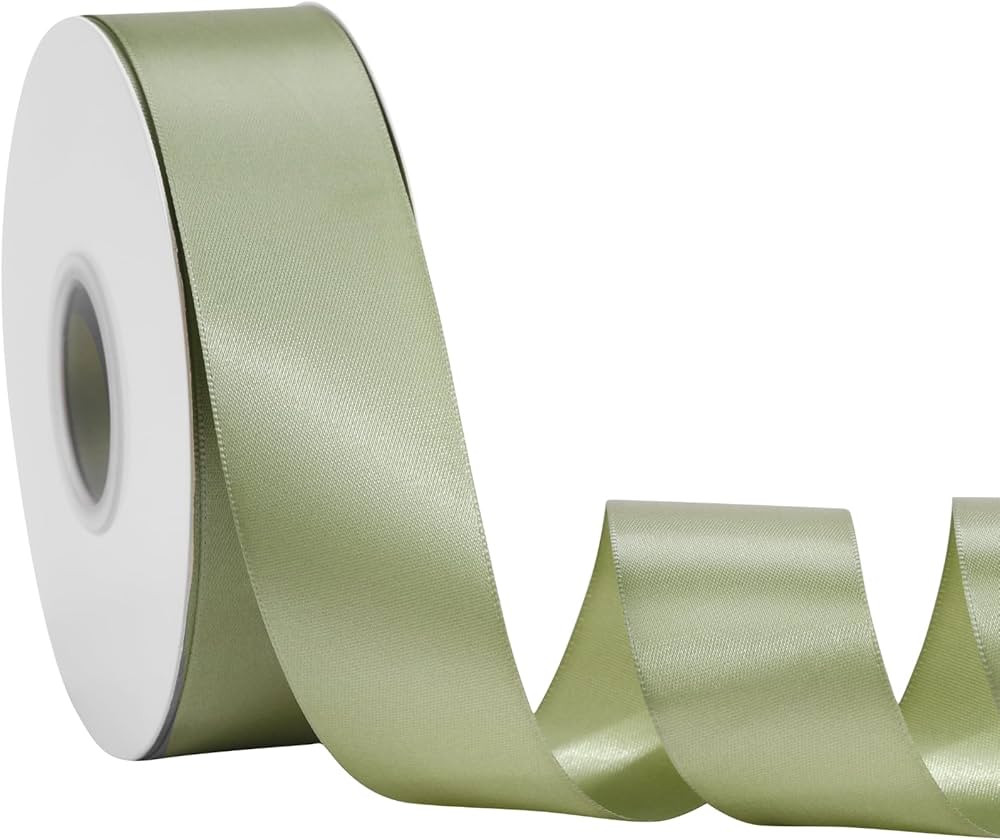Sage Green Ribbon 1-1/2 Inch x 50 Yards – Rustic Double Faced Satin Ribbon for Wedding Decor, G... | Amazon (US)