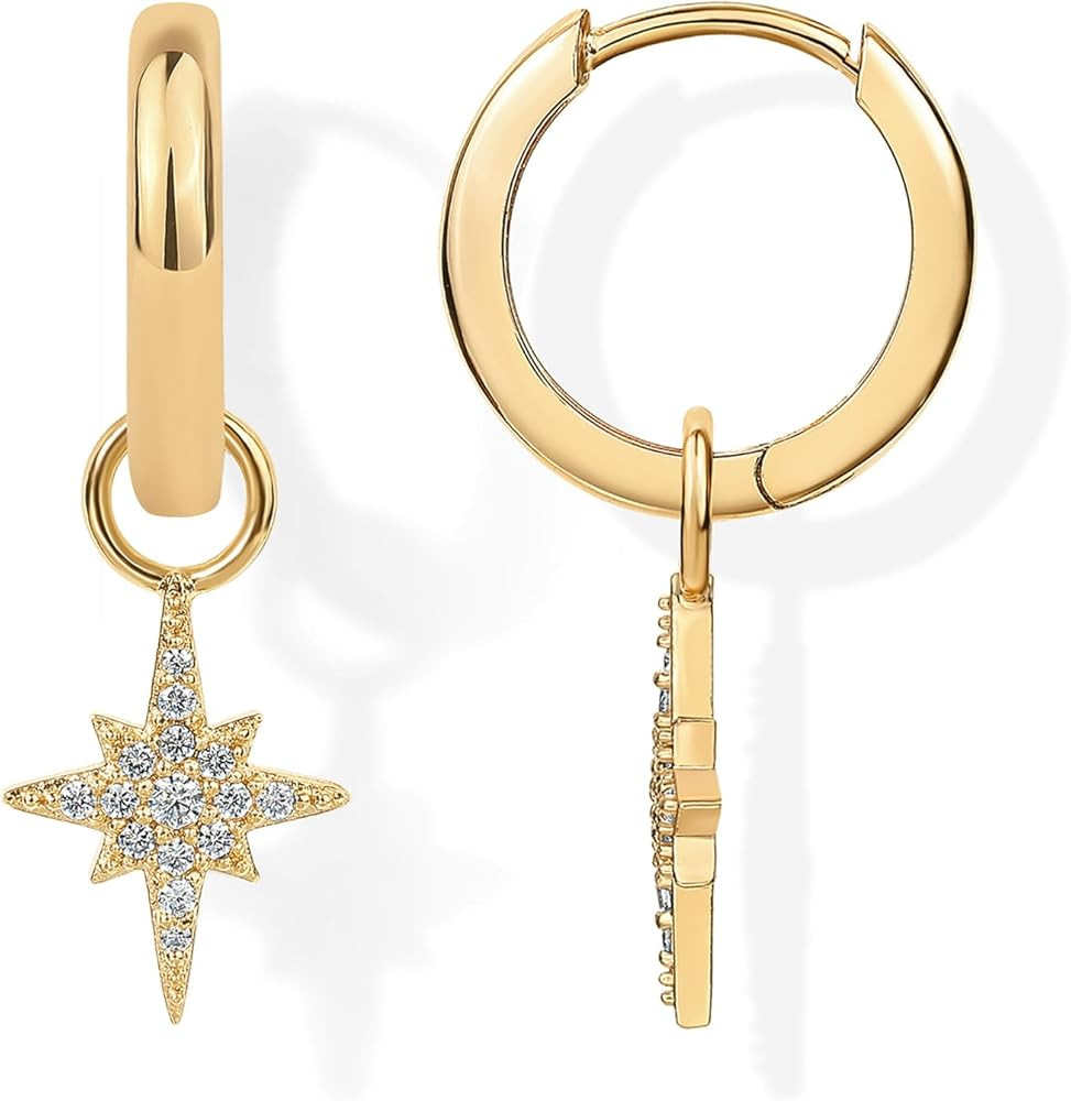 PAVOI 14K Gold Plated S925 Sterling Silver Post Lightweight Drop Dangle Huggie Hoop Earrings for ... | Amazon (US)