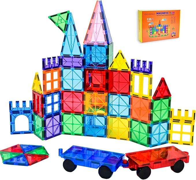 Gemmicc Magnetic Tiles, Deluxe 136 PCS Building Blocks Magnet Toys for Kids,3D Magnet Puzzles Sta... | Amazon (US)