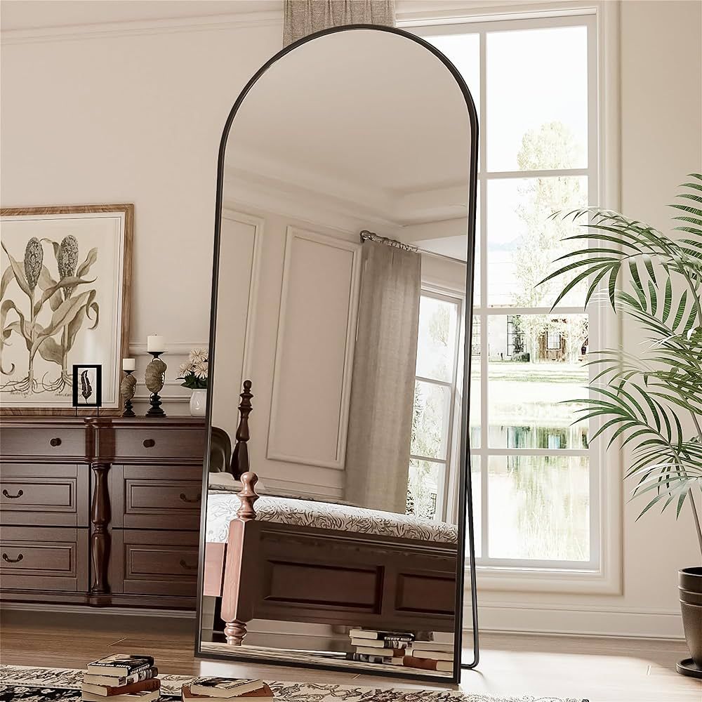 Floor Mirror, 71"×28" Arched Full Length Mirror Arched Mirror with Stand, Black Large Arched Wal... | Amazon (US)
