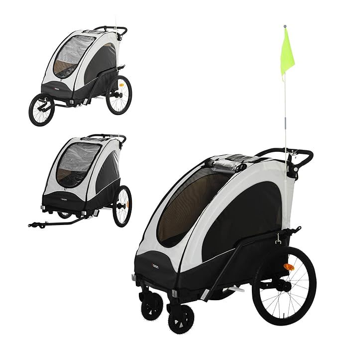 Aosom Child Bike Trailer 3 In1 Foldable Jogger Stroller Baby Stroller Transport Carrier with Shoc... | Amazon (US)