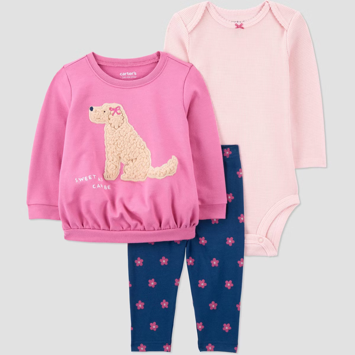 Carter's Just One You® Baby Girls' 3pc Dog Sweatshirt with Long Sleeve Bodysuit and Leggings Set... | Target