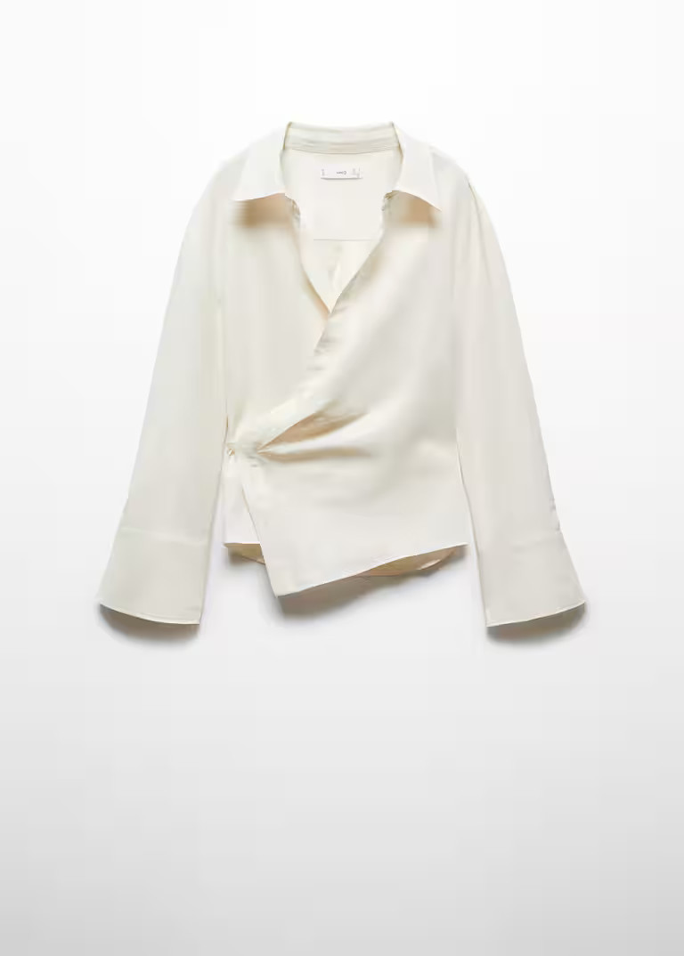 Wrap linen-blend shirt -  Woman | Mango Canada | Mango Canada