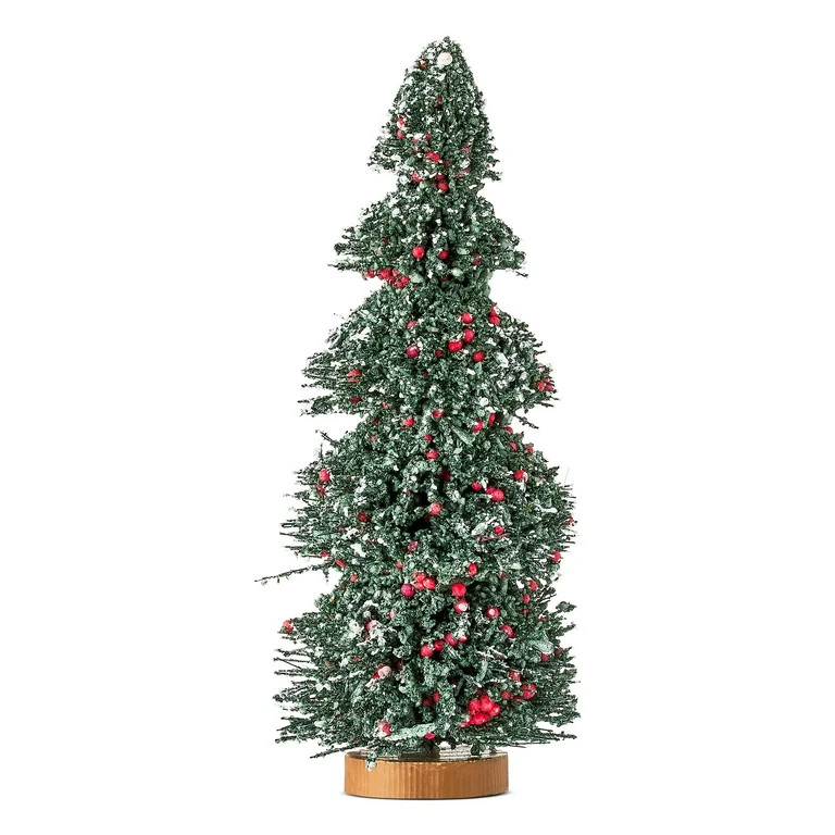 Snow Berry Christmas Village Pine Tree, Multicolor, 9", by Holiday Time | Walmart (US)