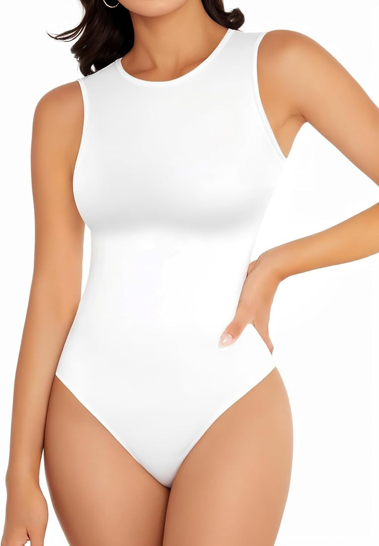 YOGINGO Women's Crew Neck Sleeveless Bodysuits Racerback Halter Tank Top Body Suits for Womens Se... | Amazon (US)