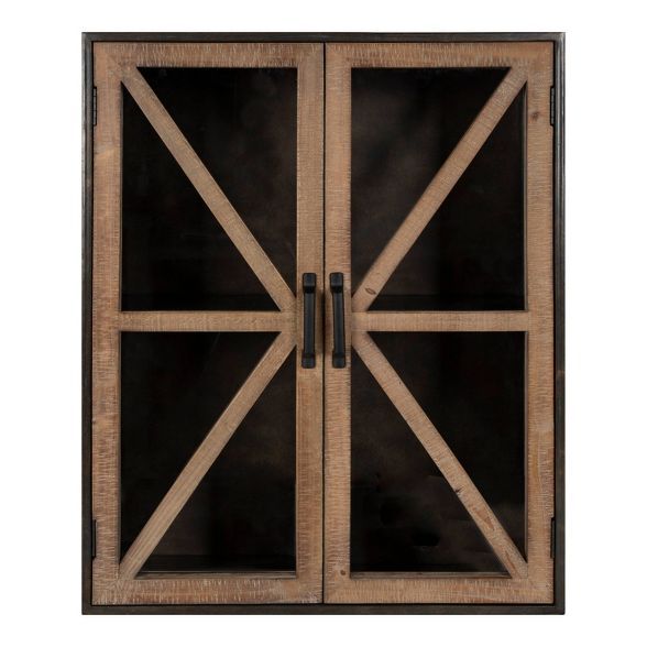 22" x 28" Mace Decorative Wood and Metal Wall Cabinet Rustic Brown - Kate & Laurel All Things Dec... | Target