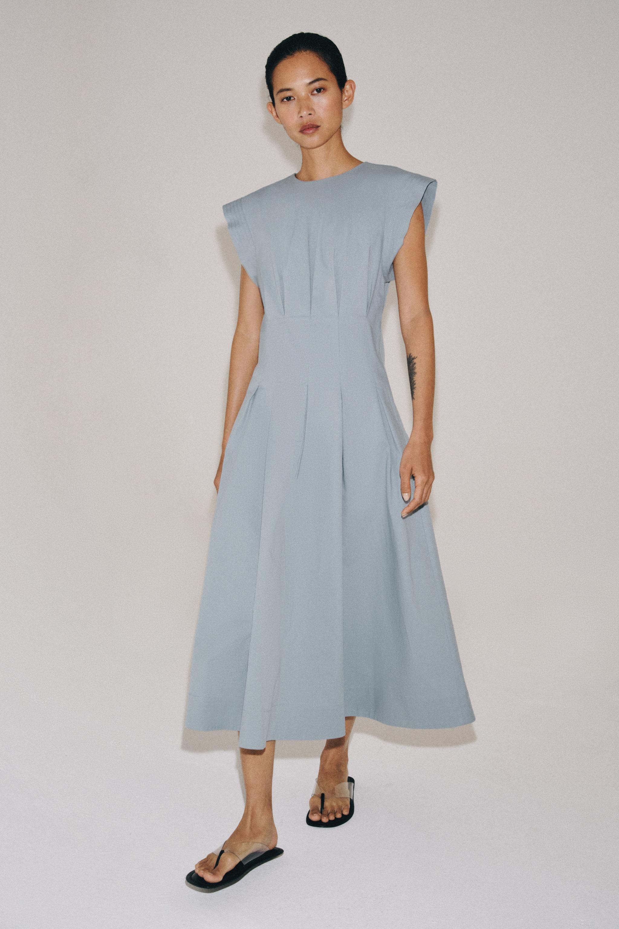 ZW COLLECTION PLEATED POPLIN DRESS | Zara US