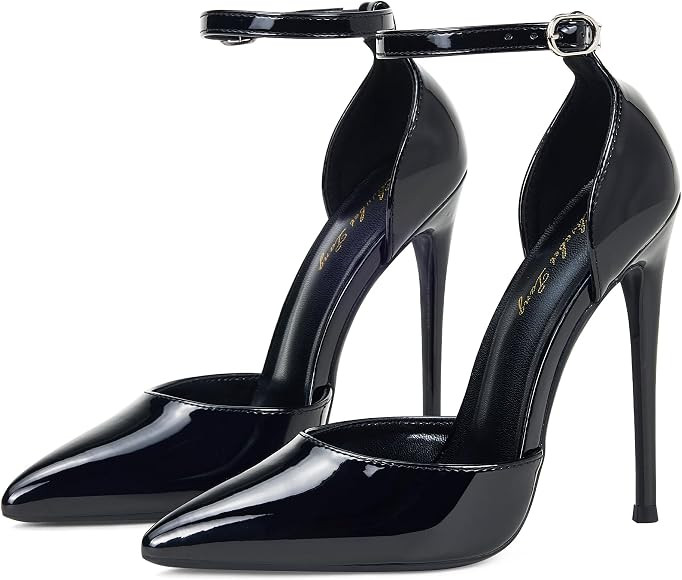 Elisabet Tang High Heels, Women Pumps D'Orsay Ankle Strap Pointed Toe Stiletto Heels Rhinestone P... | Amazon (US)