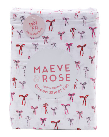 Cotton Mixed Bows Sheet Set | TJ Maxx
