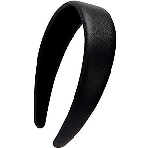 LONEEDY 1.7 Inch Leather Hard Headband Wide Headband Padded Headband Hairband for Women (Black) | Amazon (US)