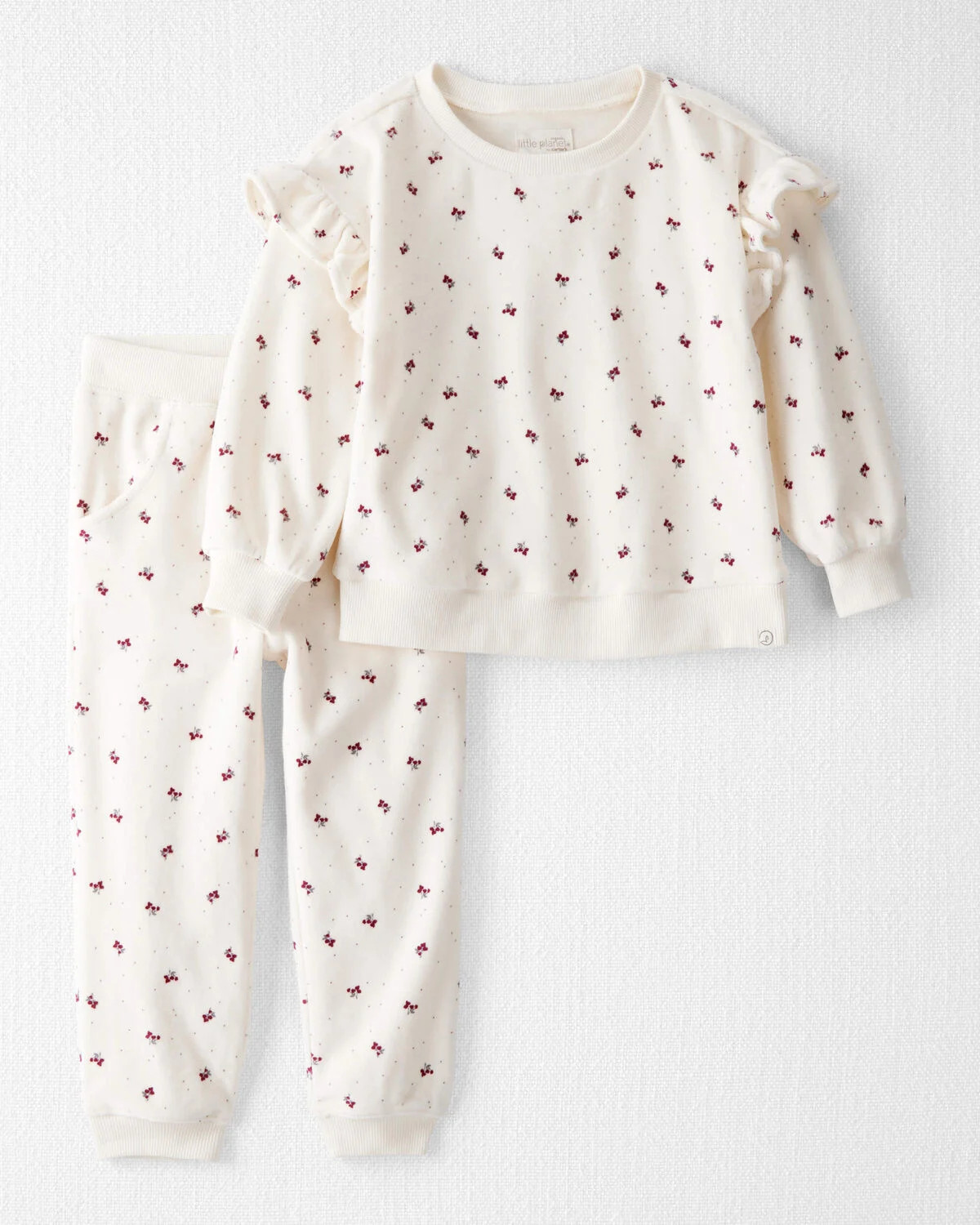 Toddler Girl 2-Piece Organic Cotton Velour Set in Wild Rose Print - Little Planet | Carter's | Carter's Inc