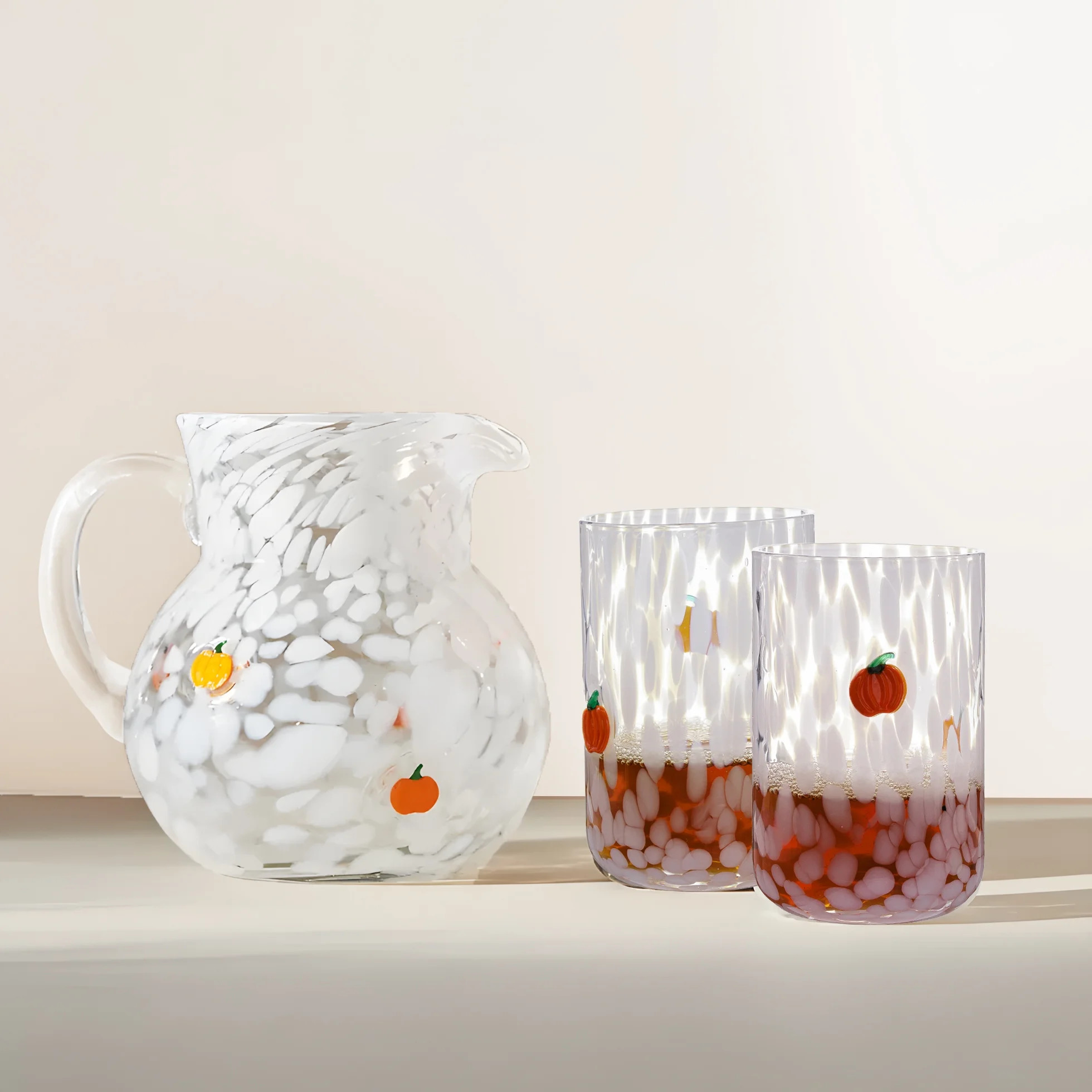 Way to Celebrate 12 fl oz Halloween Pumpkin Charm Drinking Glass, Set of 2 | Walmart (US)