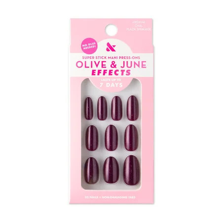 Olive & June Super Stick Mani Oval Medium Press-On Tabs, Plaza Shimmer, 32 Pieces | Walmart (US)