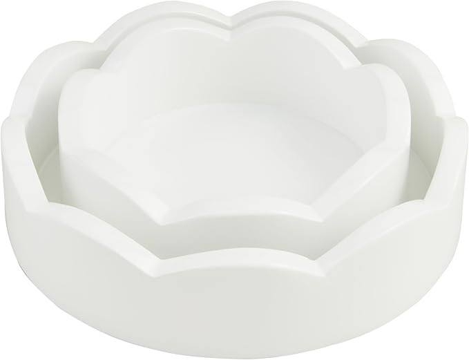 Mud Pie Mini Scalloped Tray Set, small 2" x 6" dia | large 2" x 8" dia, White | Amazon (US)