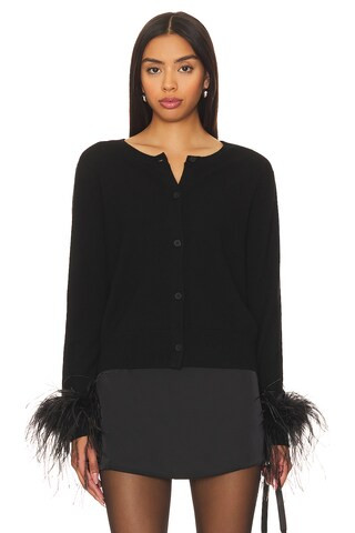 Rue Sophie Shushu Feather Cardigan in Black from Revolve.com | Revolve Clothing (Global)