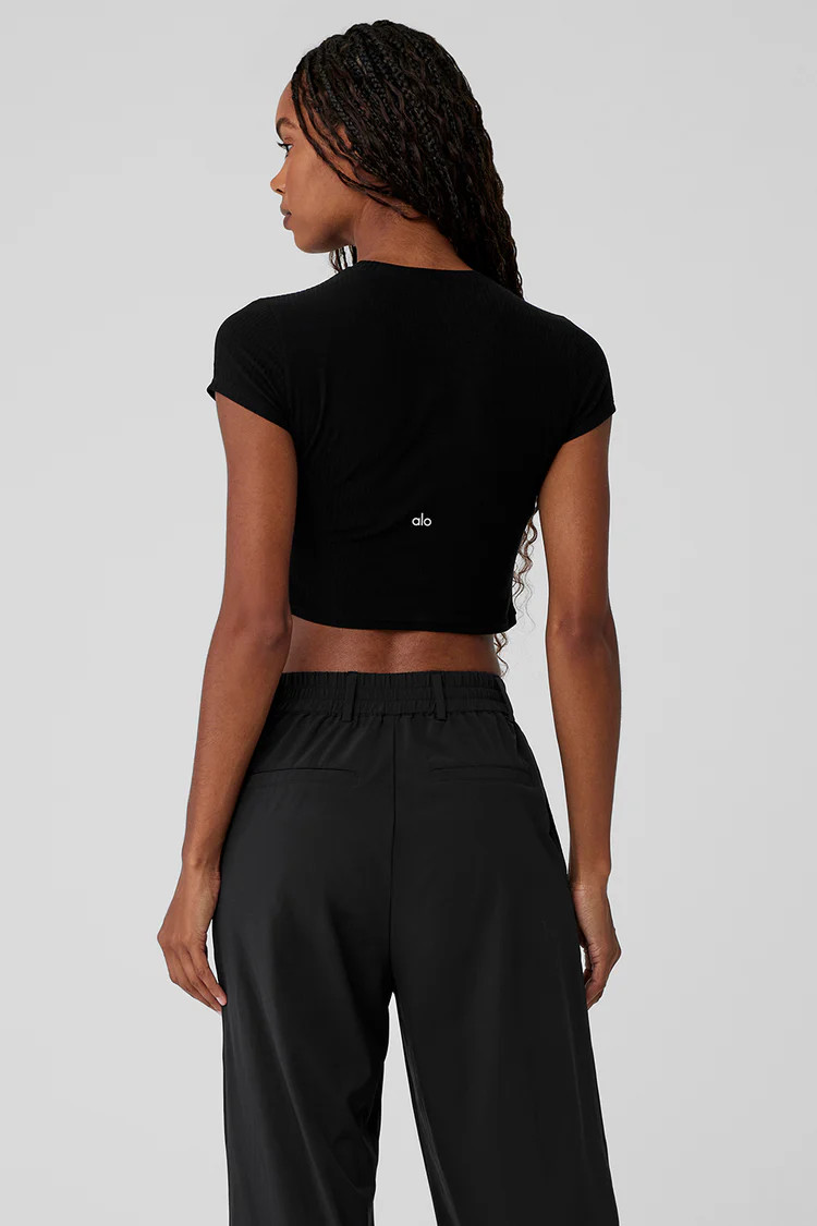 Ribbed Sea Coast Cropped Short Sleeve Tee | Alo Yoga