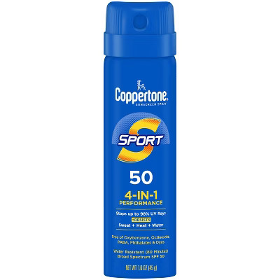 Coppertone Sport Sunscreen Spray - Water Resistant Spray Sunscreen - SPF 50 - 1.6 oz | Target