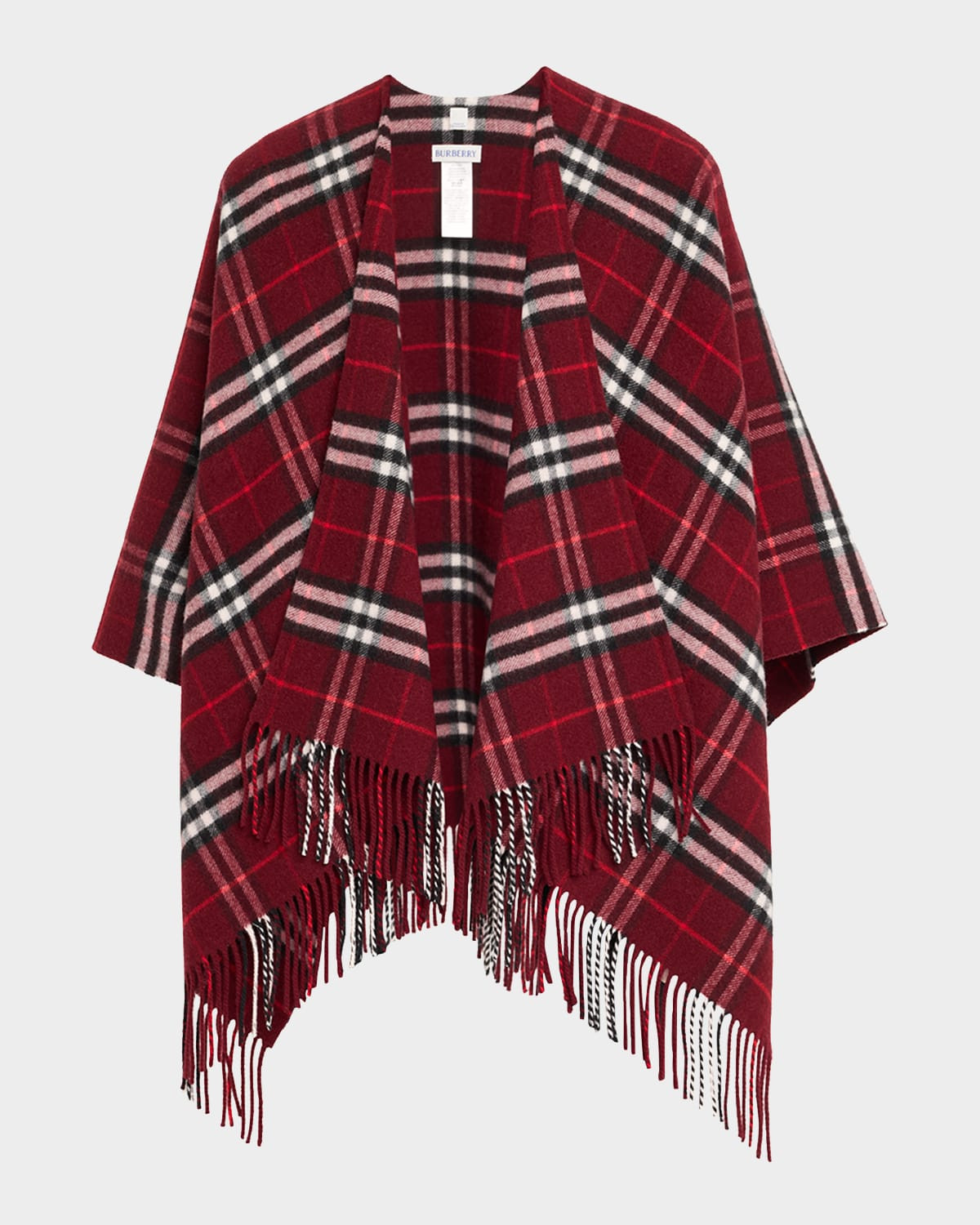 Charlotte Check Wool Cashmere Cape | Neiman Marcus