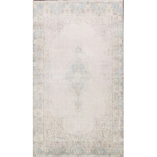 Muted Kerman Persian Distressed Area Rug Hand-Knotted Wool Carpet - 7'6" x 11'9" | Bed Bath & Beyond