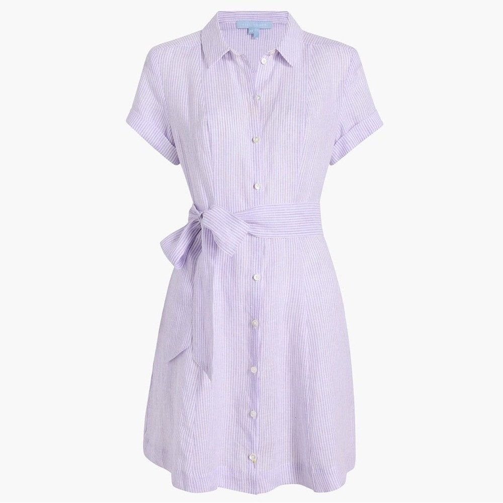 Hill House Home Lilac Purple Stripe Laura Pinstripe Linen Shirt Dress Small | Poshmark