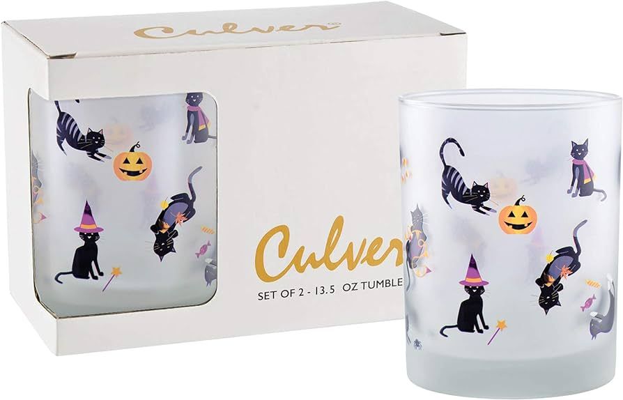 Culver Holiday Decorated Frosted Double Old Fashioned Tumbler Glasses, 13.5-Ounce, Gift Boxed Set... | Amazon (US)