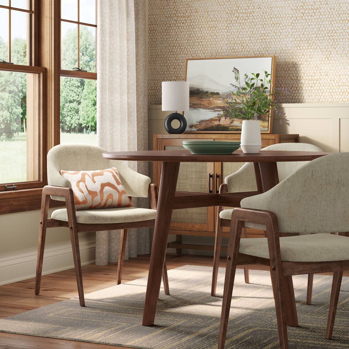 Ingleside Open Back Upholstered Wood Frame Dining Chair Linen - Threshold™ | Target