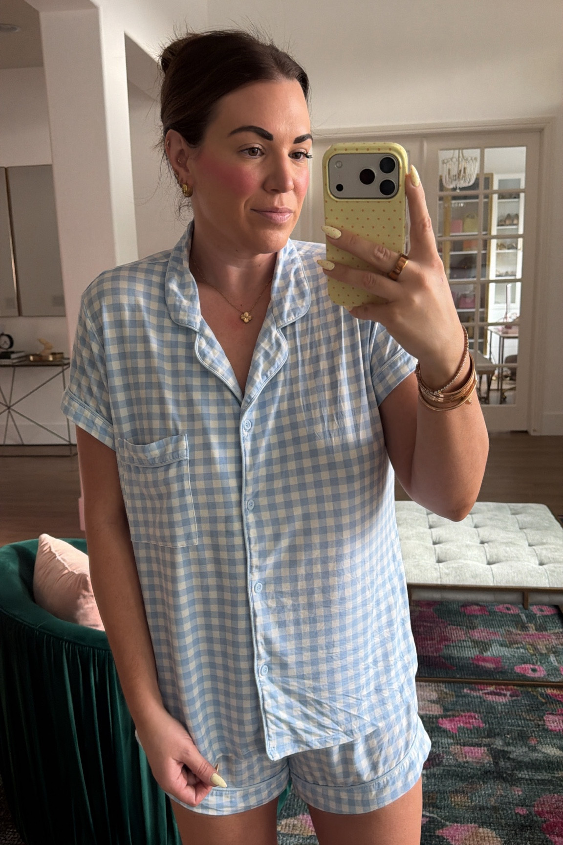 the safest pajama in blue gingham for spring! i’m in the large 

#LTKMidsize #LTKmorningroutine #LTKSeasonal