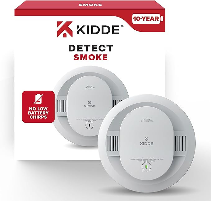 Kidde Smoke Detector, 10-Year Battery Powered, with LED Status Lights, 85 dB Alarm, 5-inches | Amazon (US)