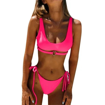 Womens Fashionable Swimsuit Split Women Swimsuit Tops with A Bra Swimsuit Solid Color Caring 1 Piece Swimsuits for Women athletic Ribbon Swimsuit | Walmart (US)