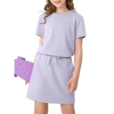 XMWEALTHY Girls Summer Outfits Skirt Set Casual Short Sleeve T-Shirt and Drawstri… | Amazon (US)