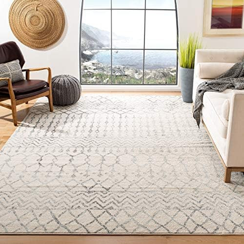 Safavieh Tulum Collection TUL270A Boho Moroccan Distressed Area Rug, 8' x 10', Ivory/Grey | Amazon (CA)