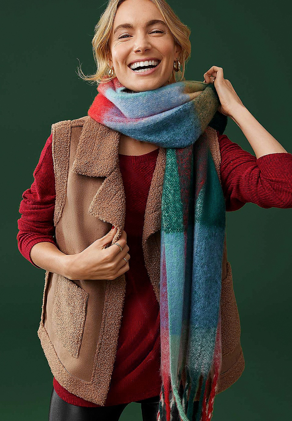 Brushed Multi Colored Plaid Scarf | Maurices