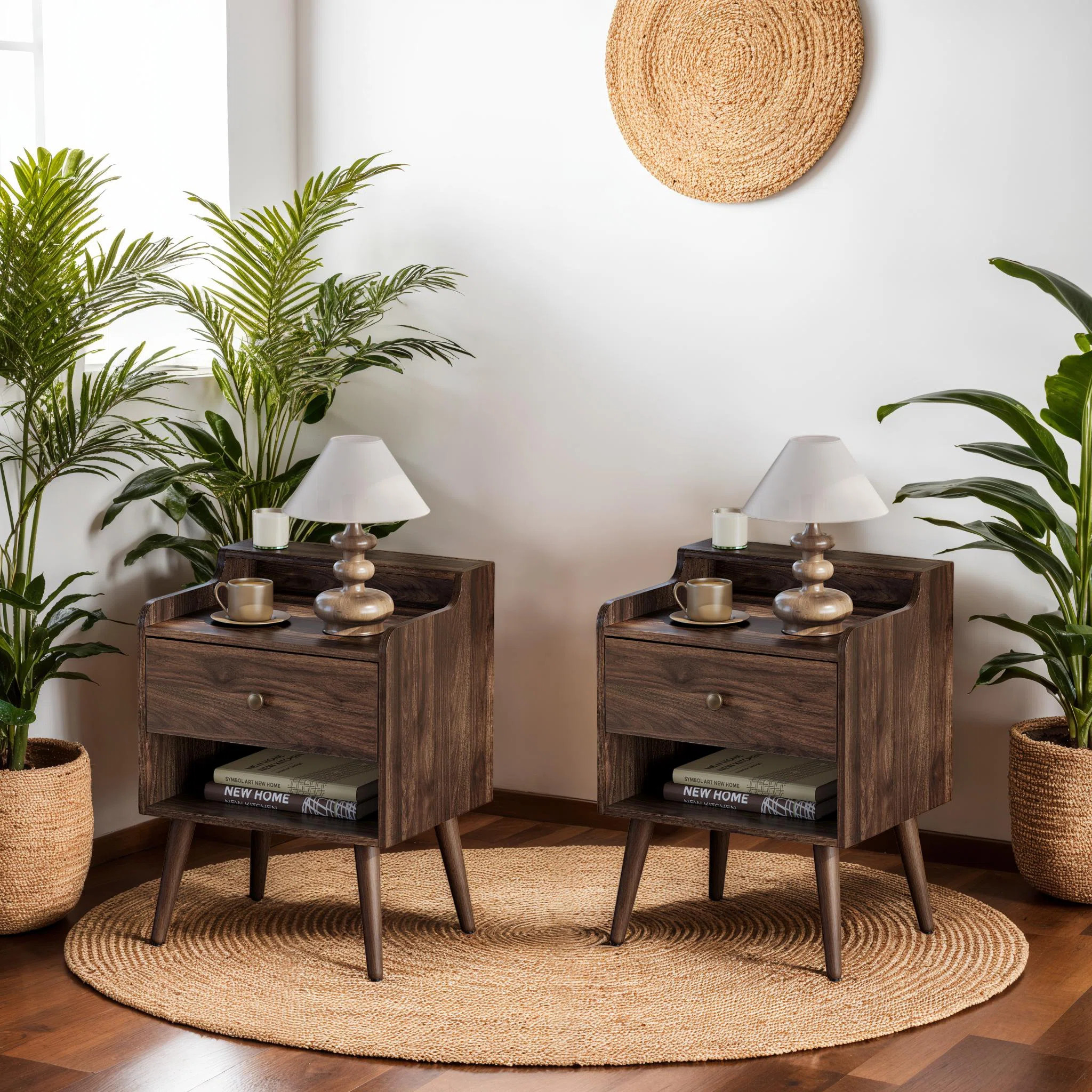 George Oliver 2 Drawer Nightstands With Hidden Drawers, Solid Wood Legs & Reviews | Wayfair | Wayfair North America