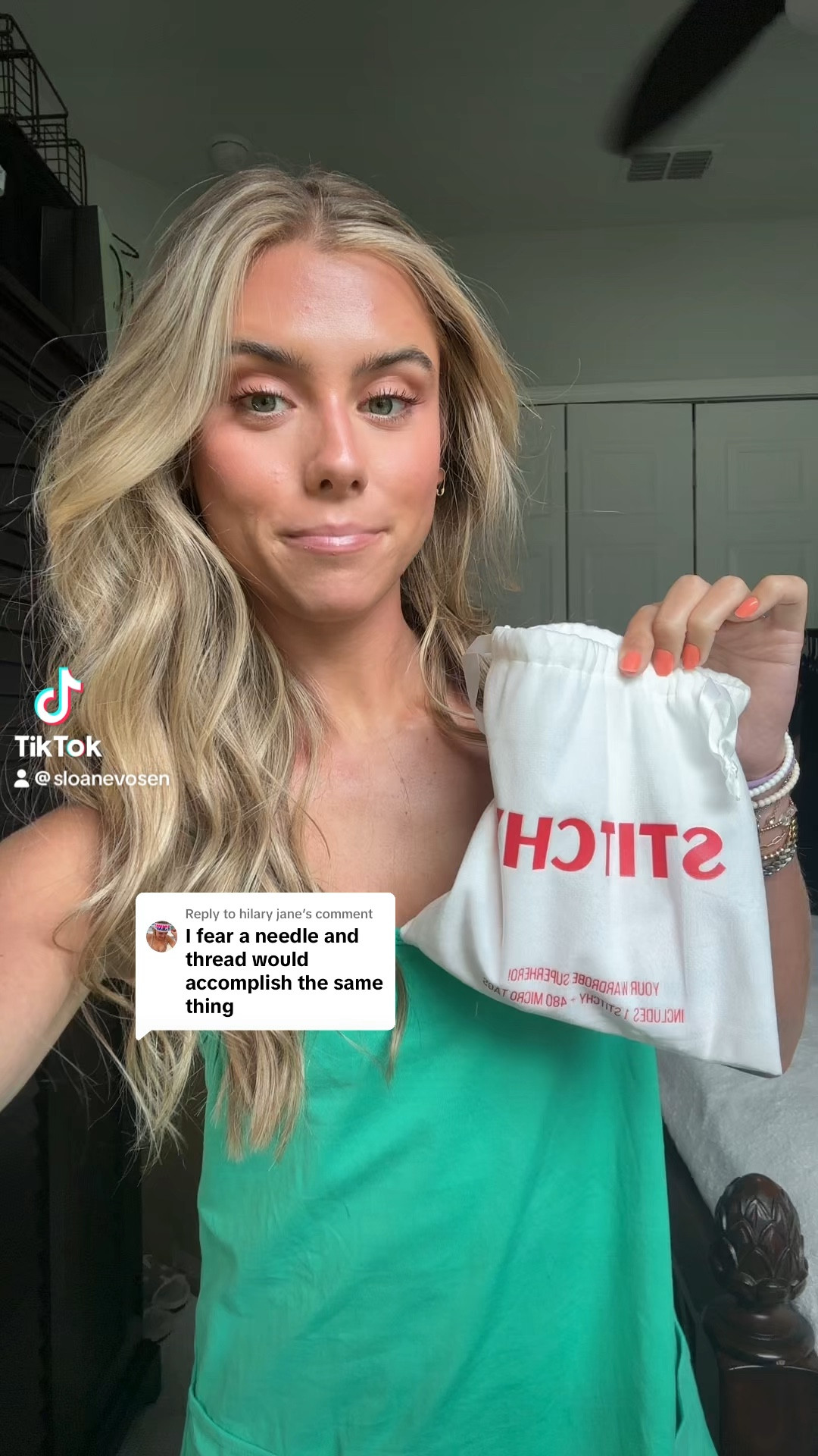 Meet your wardrobe's trusty sidekick, Stitchy – the ultimate closet superhero! Stitchy is here to swoop in and make your clothes fit like a dream. With its extra-fine needle that's as gentle as a feather on delicate fabrics, Stitchy is your very own at-home tailor, ready to save the day.

Now, let's dive into the fun ways you can unleash Stitchy's superpowers:

Zap away fashion mishaps by making quick, temporary adjustments to your outfits.
Watch as Stitchy heroically mends those pesky gaps in your beloved button-down shirts and dresses.
In the blink of an eye, Stitchy can pin open the collar of your shirts, giving you all the more neckline to show off your favorite necklaces. 
Seamlessly create temporary hems on all your outfits, ensuring they're just the right length for any occasion.
Need to tighten up those wide cuffs? Stitchy is the fashion vigilante you can count on for a quick and easy fix.

#LTKStyleTip #LTKFindsUnder50 #LTKVideo