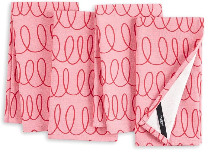 KATE SPADE NEW YORK in The Loop Cloth Napkins 4-Pack Set, 100% Cotton, Machine Washable, Rose Pin... | Amazon (US)