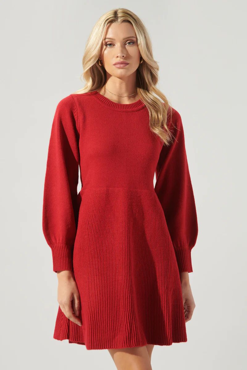 Rock the Bells Balloon Sleeve Sweater Dress | Sugarlips