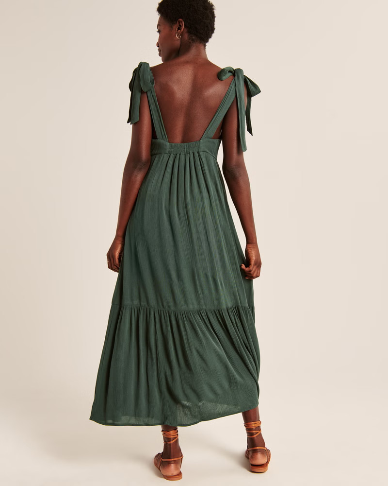 Tie-Strap Babydoll Midaxi Dress | Abercrombie & Fitch (US)