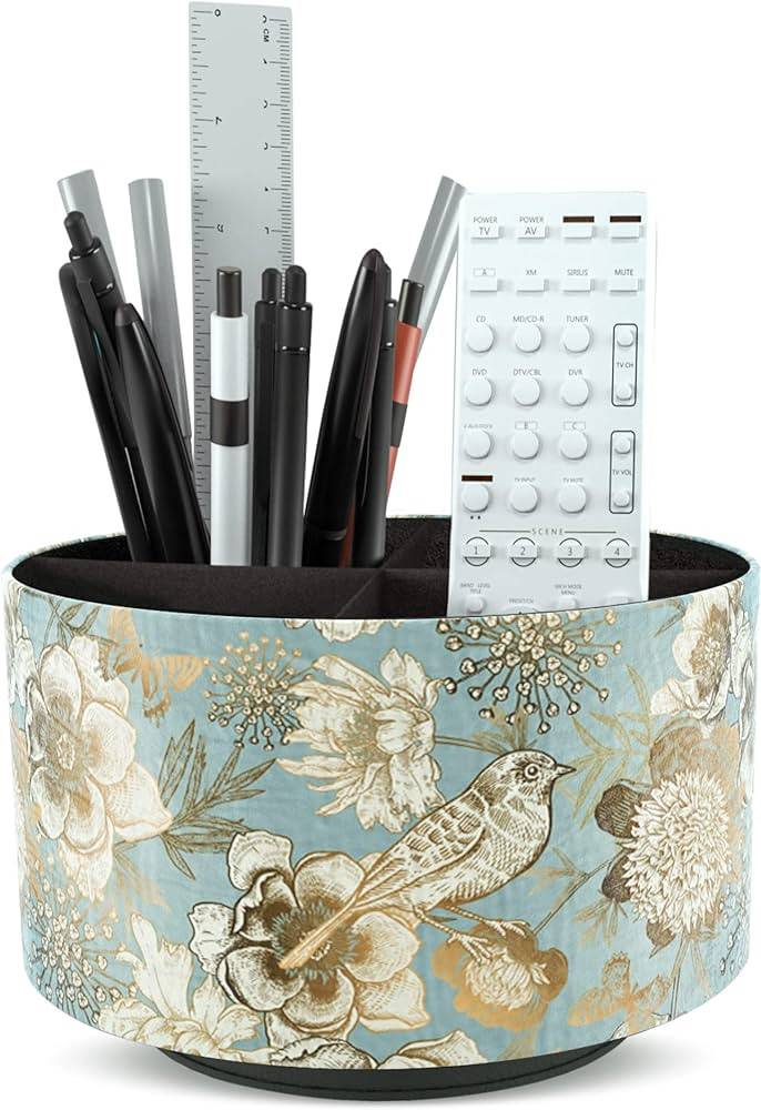 Hennaja Round Leather Art Supply Organizer,Remote Control Holder,360 Degree Rotating,Multi-Functi... | Amazon (US)
