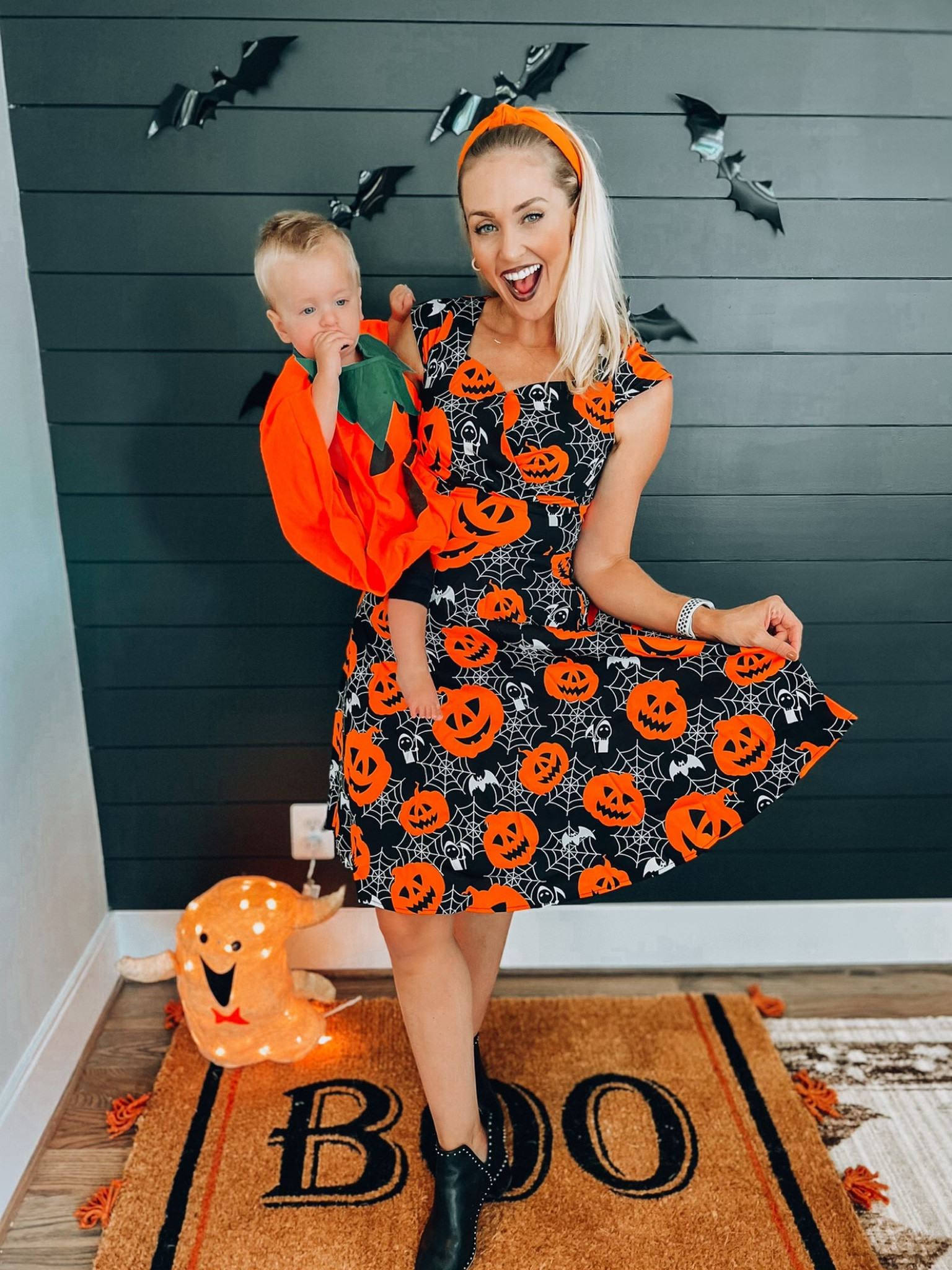 Halloween 🎃 

Amazon dress//GrandinRoads Boo Mat// Target ghost// Amazon bats// Bows by Hali headband/:paint color : iron ore Sherwin //McGee and co rug 

Fall // Halloween // October// costume// baby

#LTKSeasonal #LTKstyletip #LTKHalloween