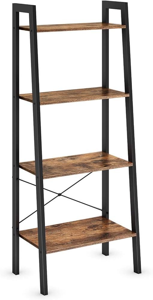 Ballucci Ladder Shelf Bookcase, 4-Tier Storage Rack, Display Bookshelf & Plant Stand, Wood with B... | Amazon (US)