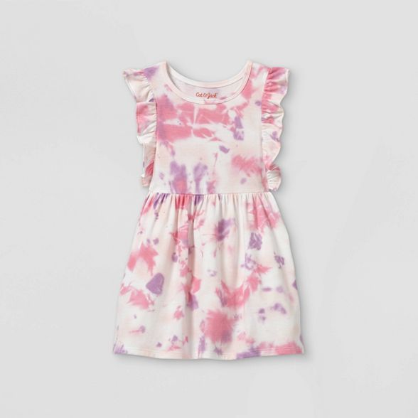 Toddler Girls' Tie-Dye Ruffle Short Sleeve Dress - Cat & Jack™ Pink/Purple | Target